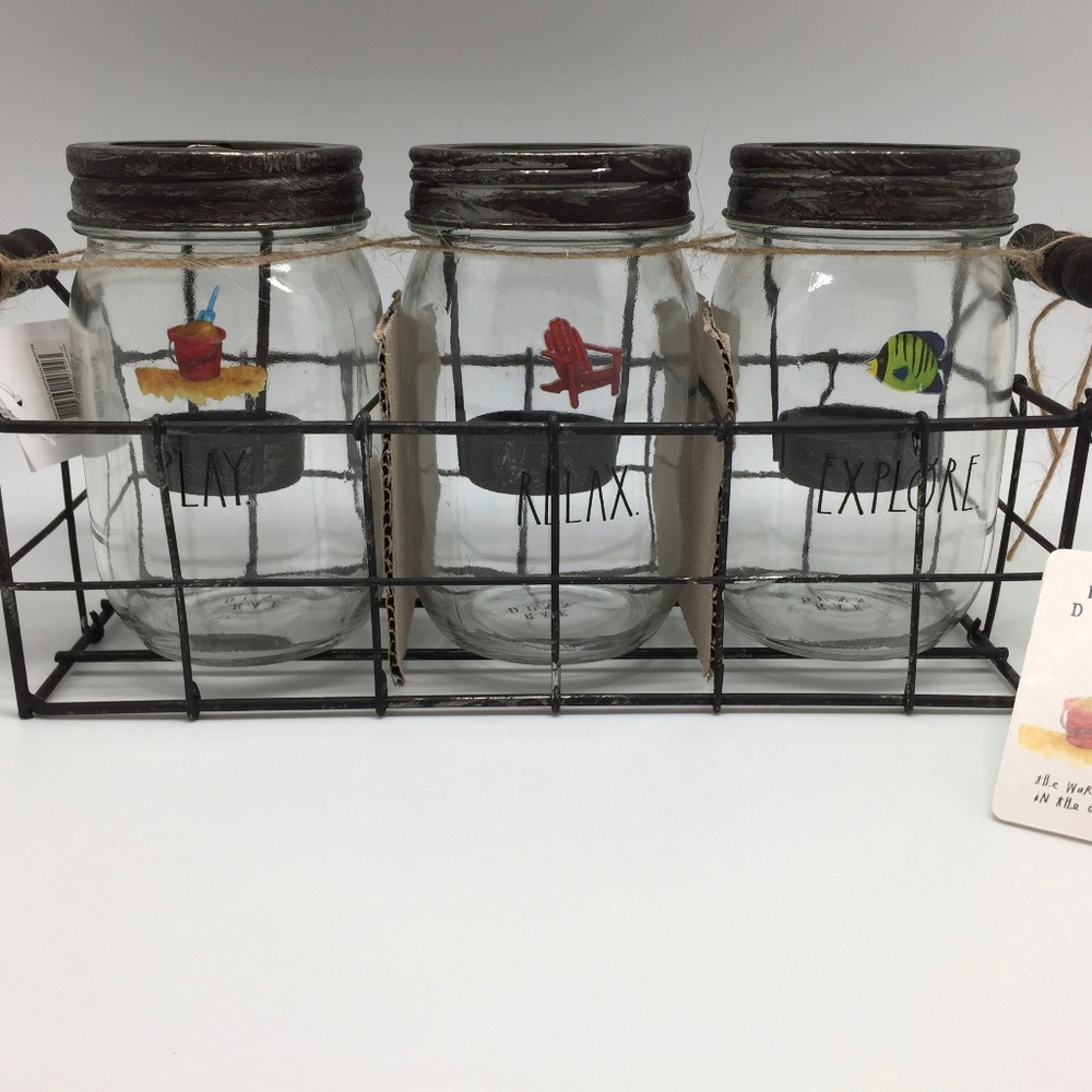 NEW Rae Dunn Mason Jar Votive Candle Holder Set